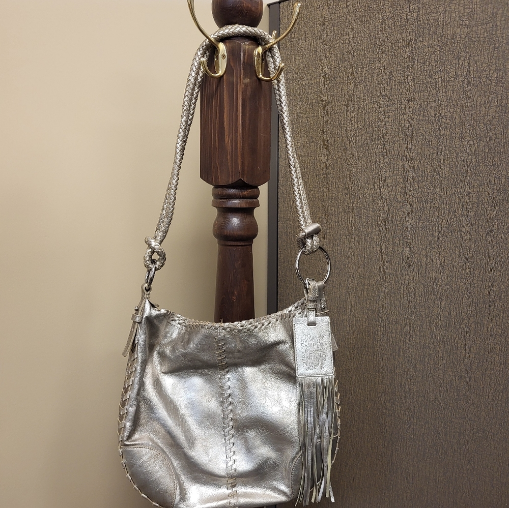 Ralph Lauren Metallic Gold Braided Shoulder Bag with Tassel - Picture 11 of 11